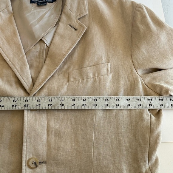 Ralph Lauren Polo 100% Linen Tan 3 Button Blazer Jacket  Sz L - Picture 12 of 14